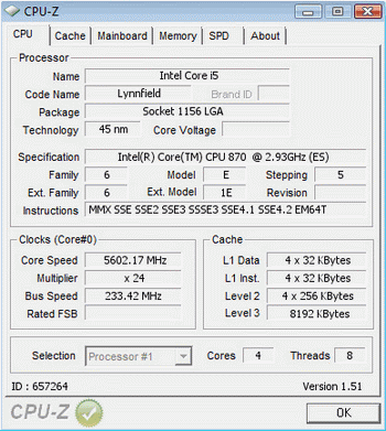 core i 7-870  at 5.6 ghz
